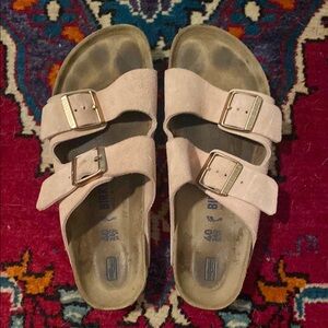 Light pink Suede Double Strap Sandals